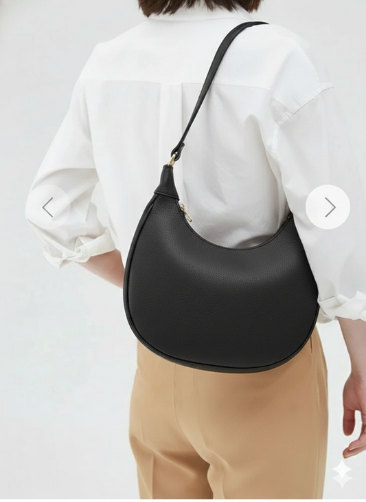 Ananya Black Vegan Leather Shoulder Bag