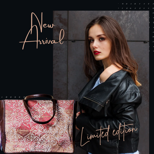 Jaquard and Leather Tote Bags