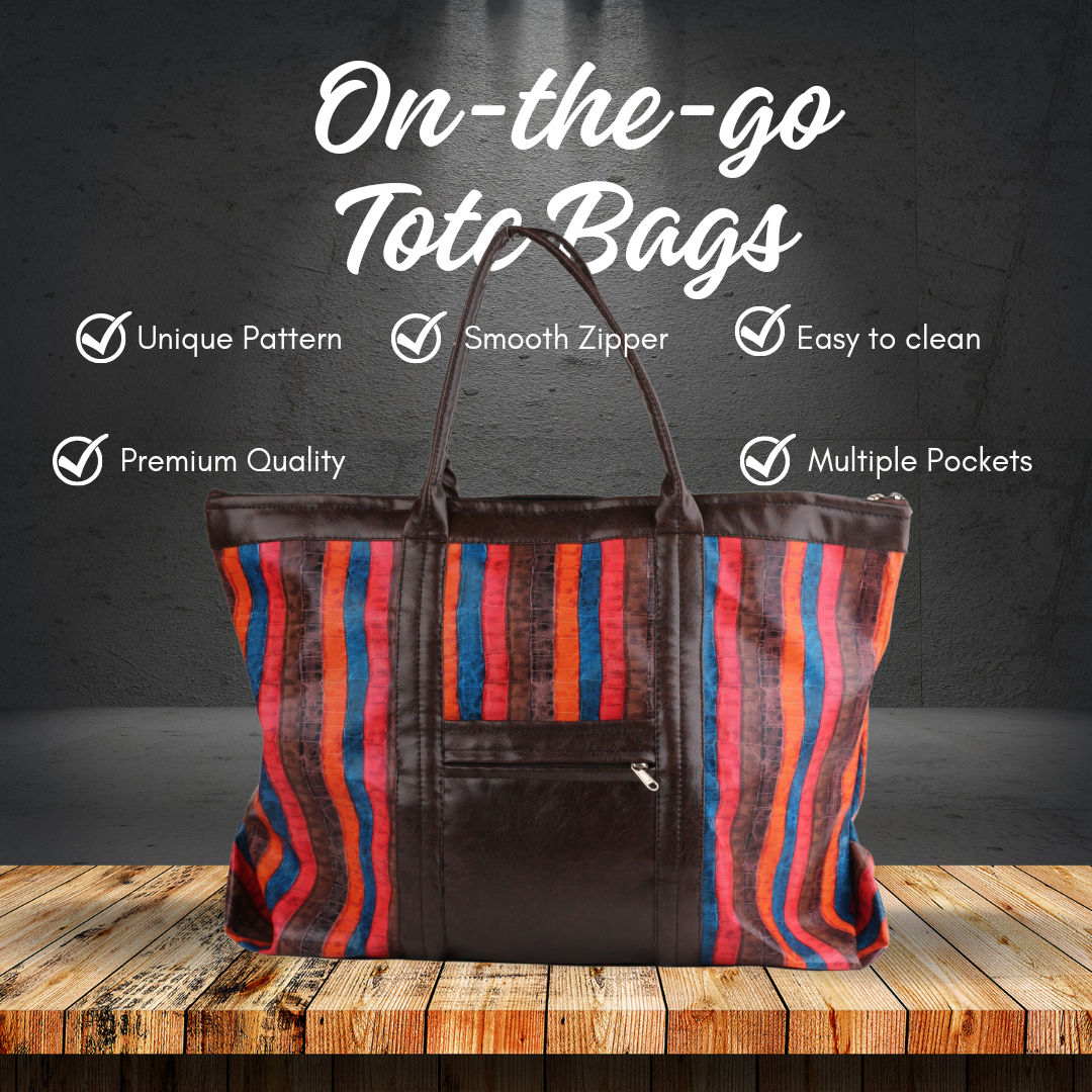 On-the-Go Tote Bag | Faux Leather Exterior & Inner Waterproof Lining