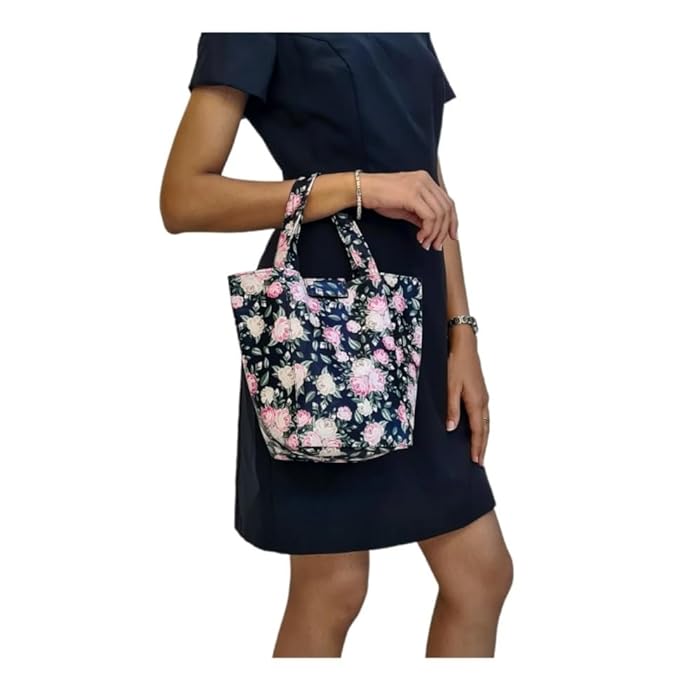 Lunch Bag | Faux Leather Exterior & Inner Waterproof Lining (Floral)