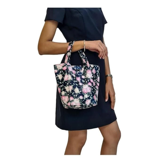 Lunch Bag | Faux Leather Exterior & Inner Waterproof Lining (Floral)