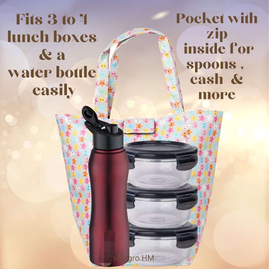 Lunch Bag | Faux Leather Exterior & Inner Waterproof Lining (Floral)