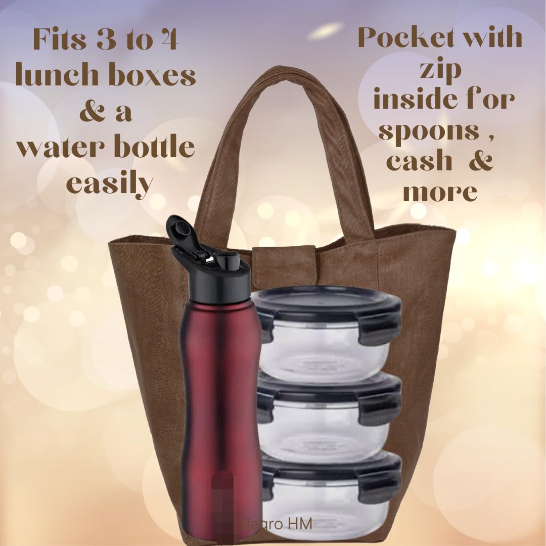 Stylish Lunch Bag - Faux Leather Exterior, Trendy Prints | Inner Waterproof Lining