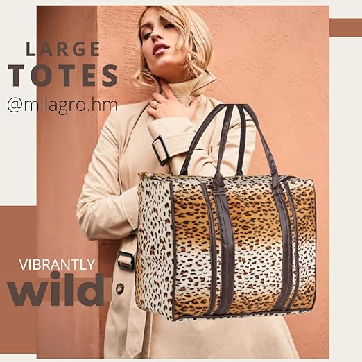 Large Tote Bag | Suede Exterior, Faux Leather Straps & Waterproof Lining
