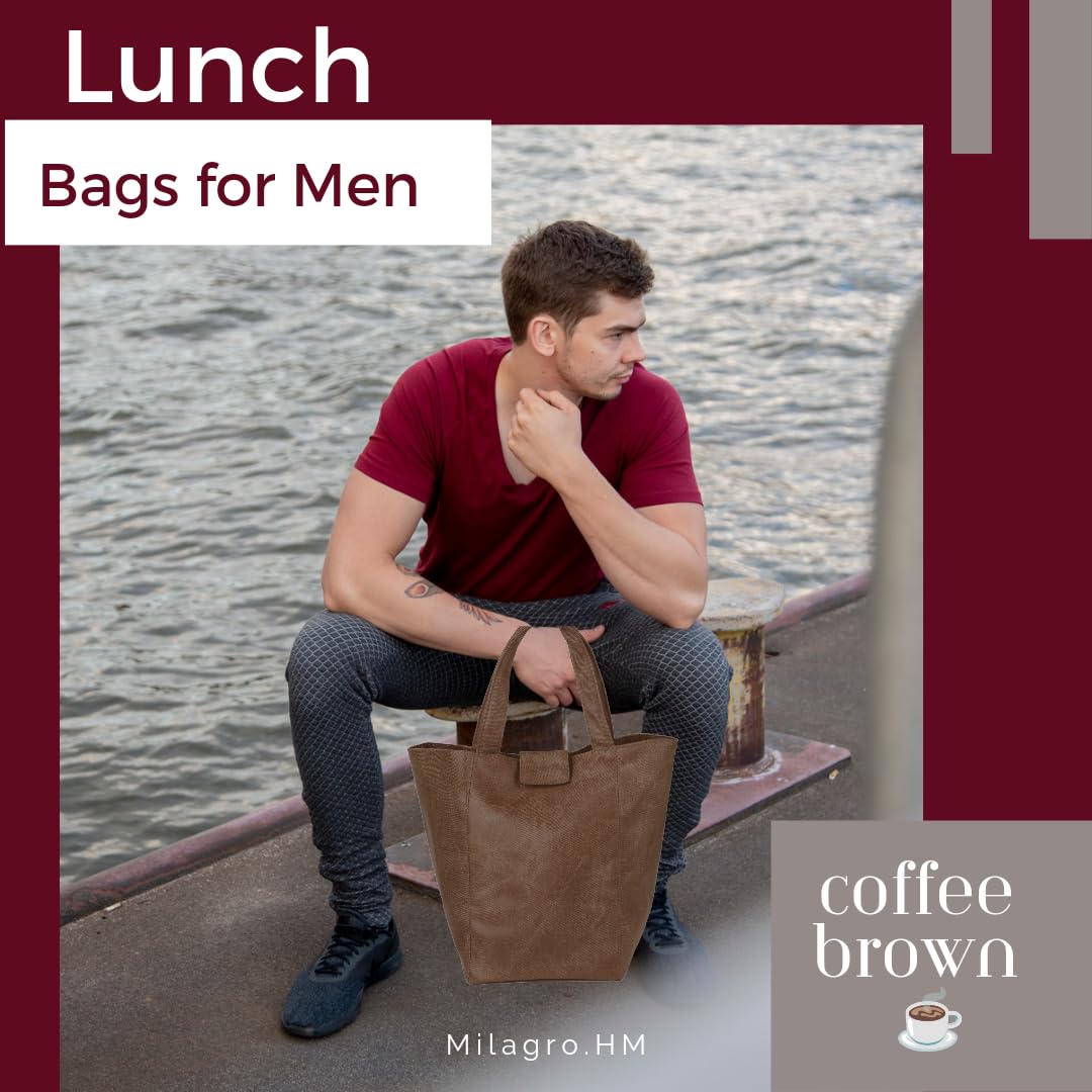 Stylish Lunch Bag - Faux Leather Exterior, Trendy Prints | Inner Waterproof Lining