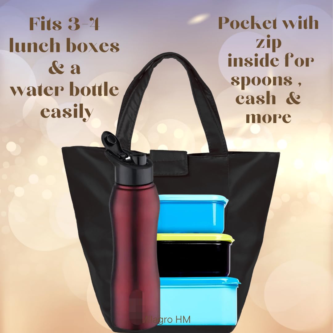 Stylish Lunch Bag - Faux Leather Exterior, Trendy Prints | Inner Waterproof Lining