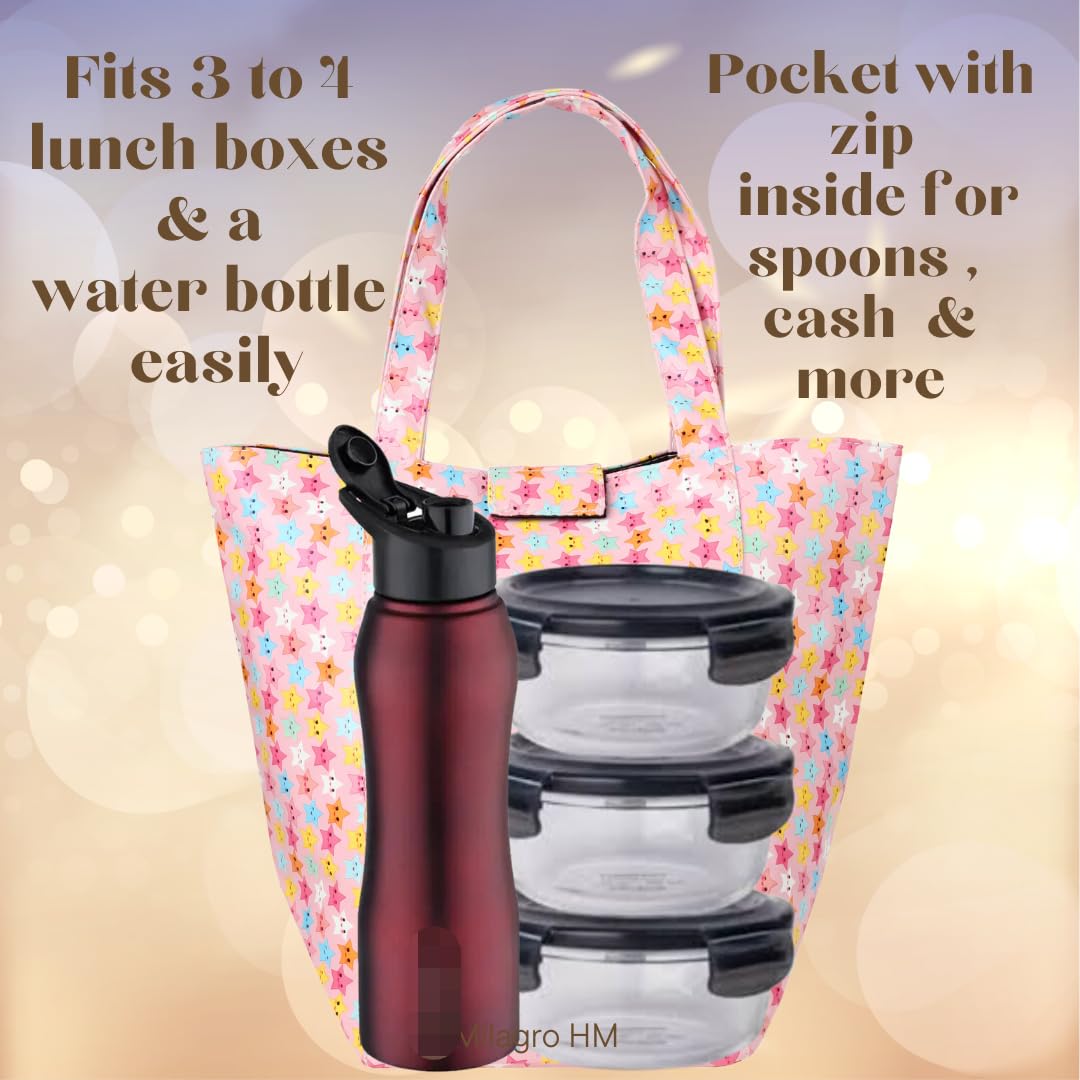 Lunch Bag | Faux Leather Exterior & Inner Waterproof Lining (Floral)