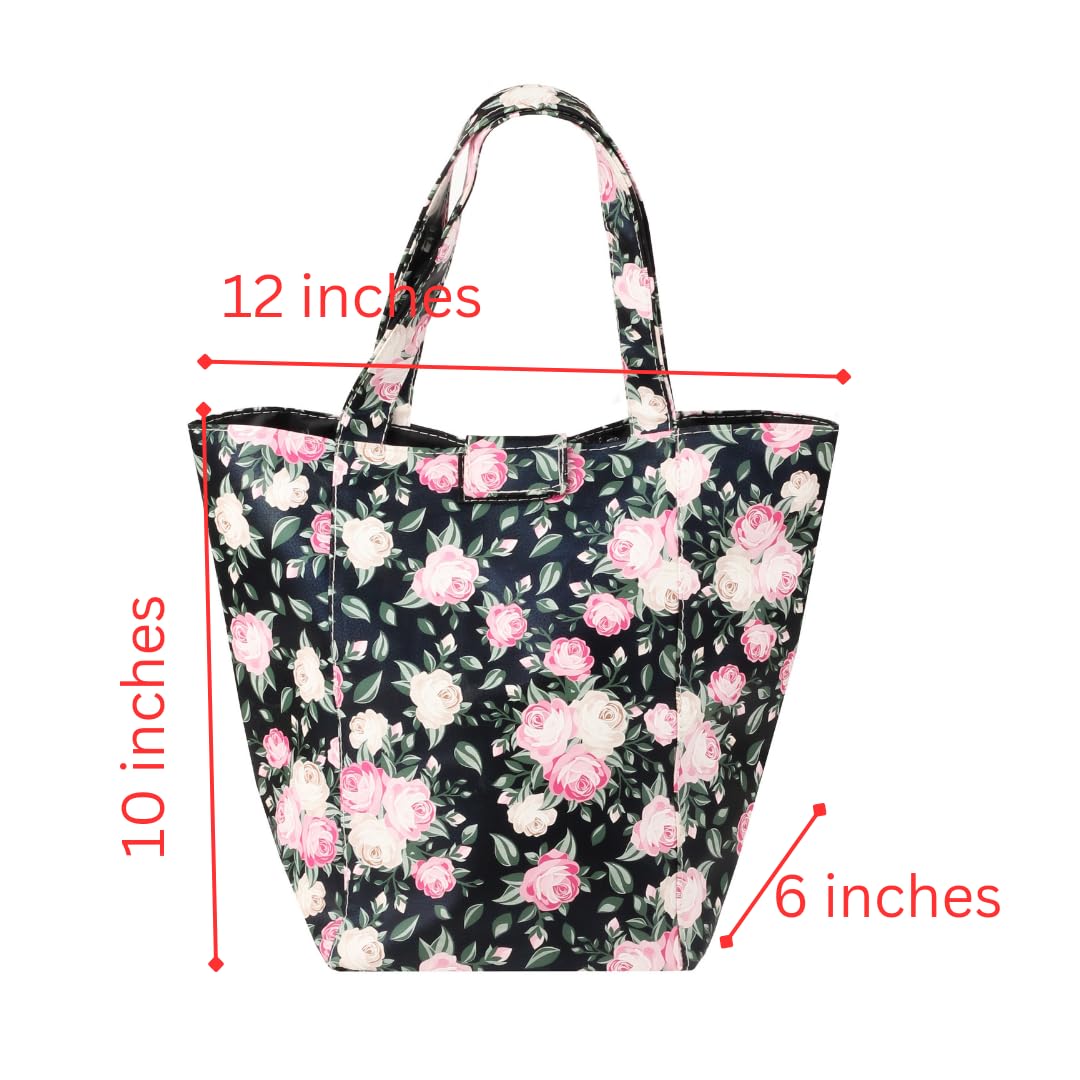 Lunch Bag | Faux Leather Exterior & Inner Waterproof Lining (Floral)