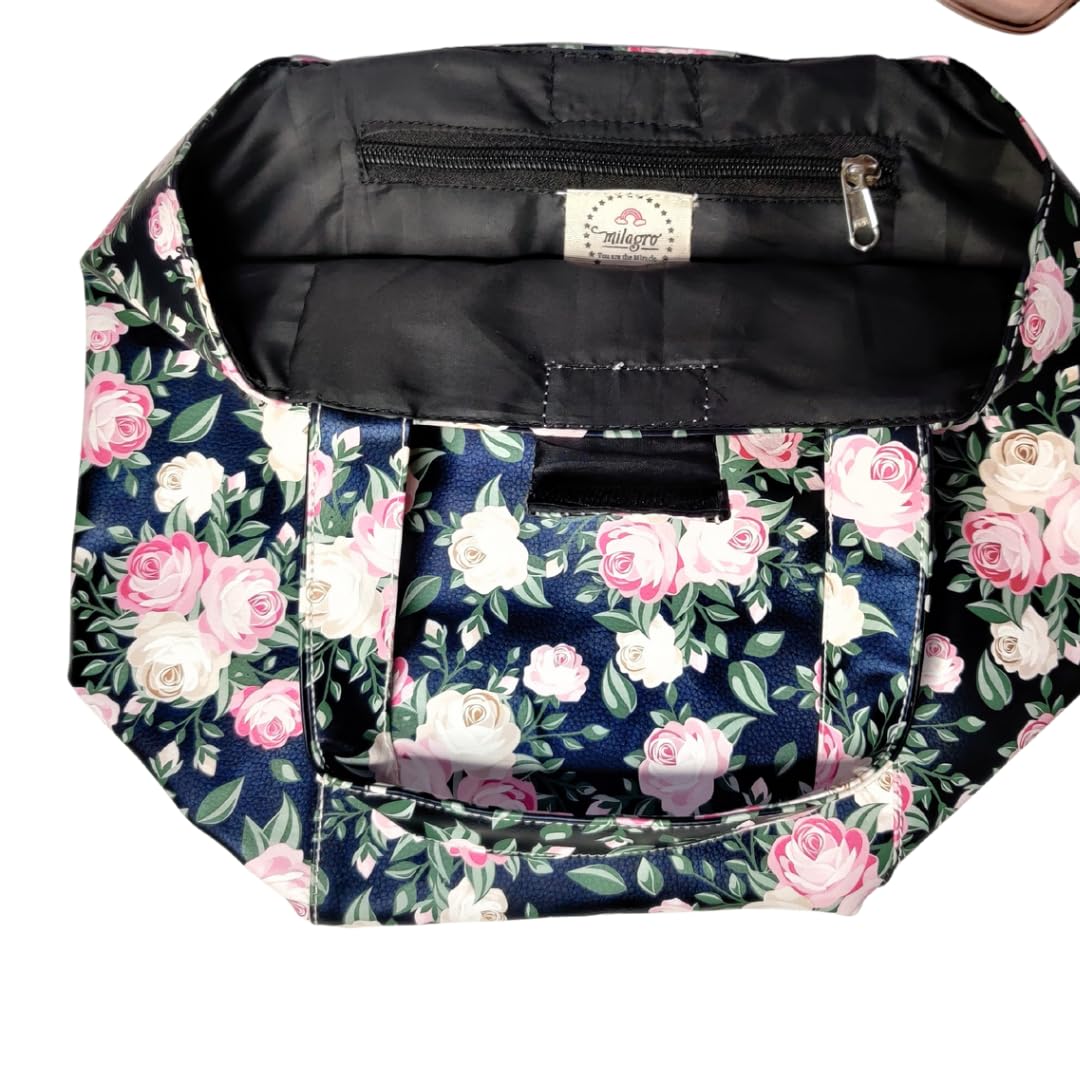 Lunch Bag | Faux Leather Exterior & Inner Waterproof Lining (Floral)