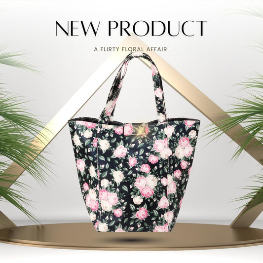 Lunch Bag | Faux Leather Exterior & Inner Waterproof Lining (Floral)