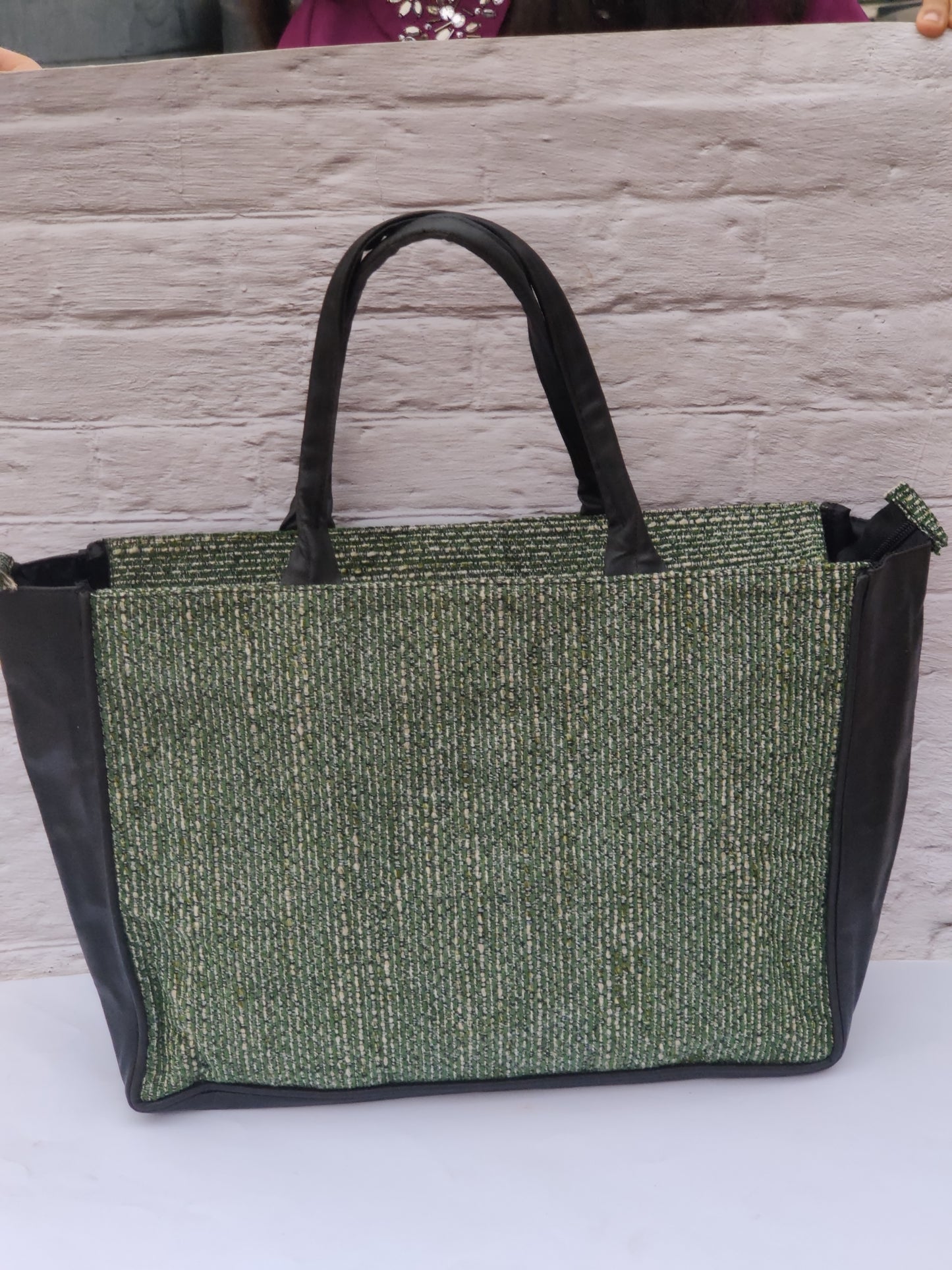 Jaquard and Leather Tote Bags