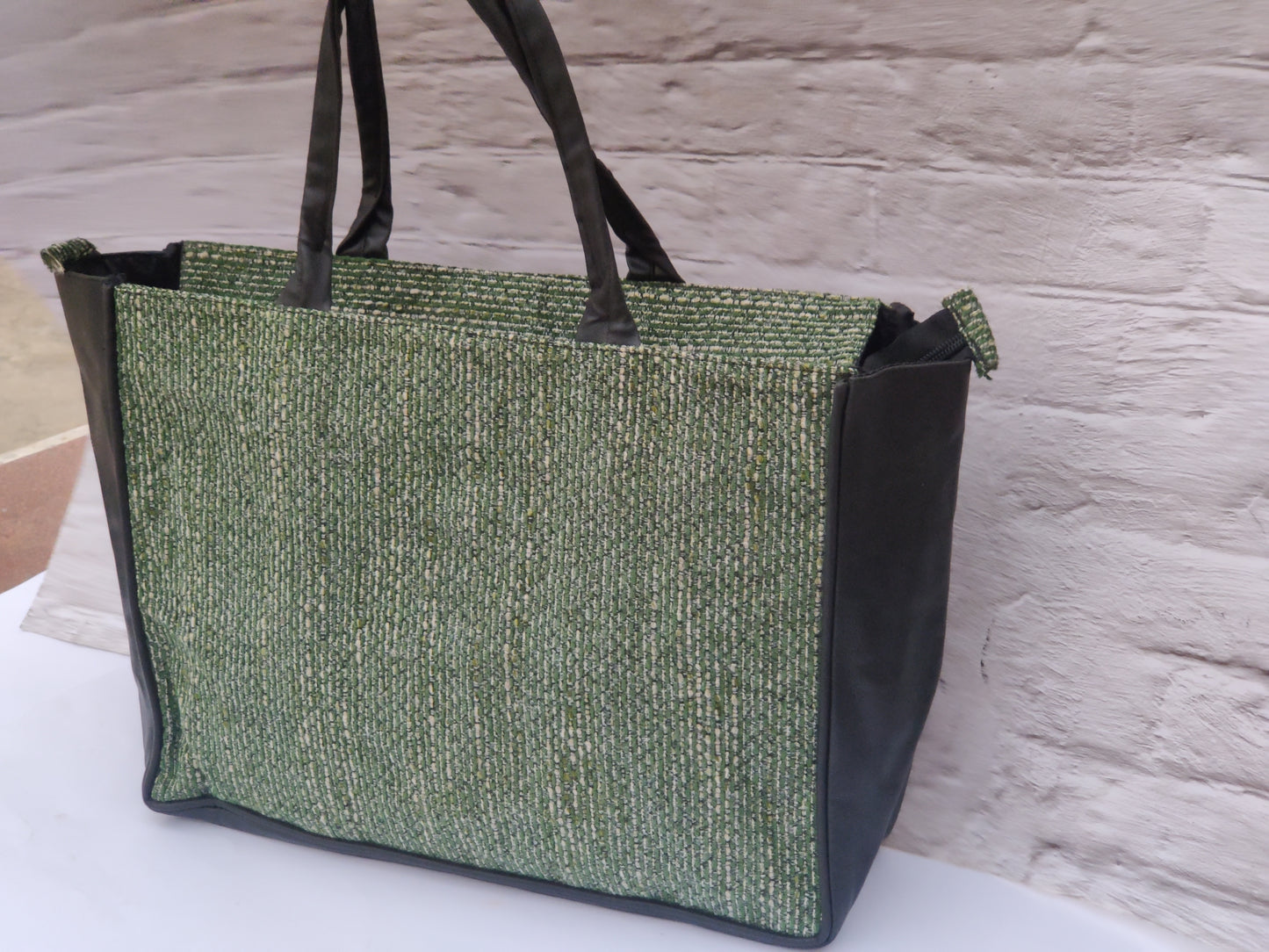 Jaquard and Leather Tote Bags