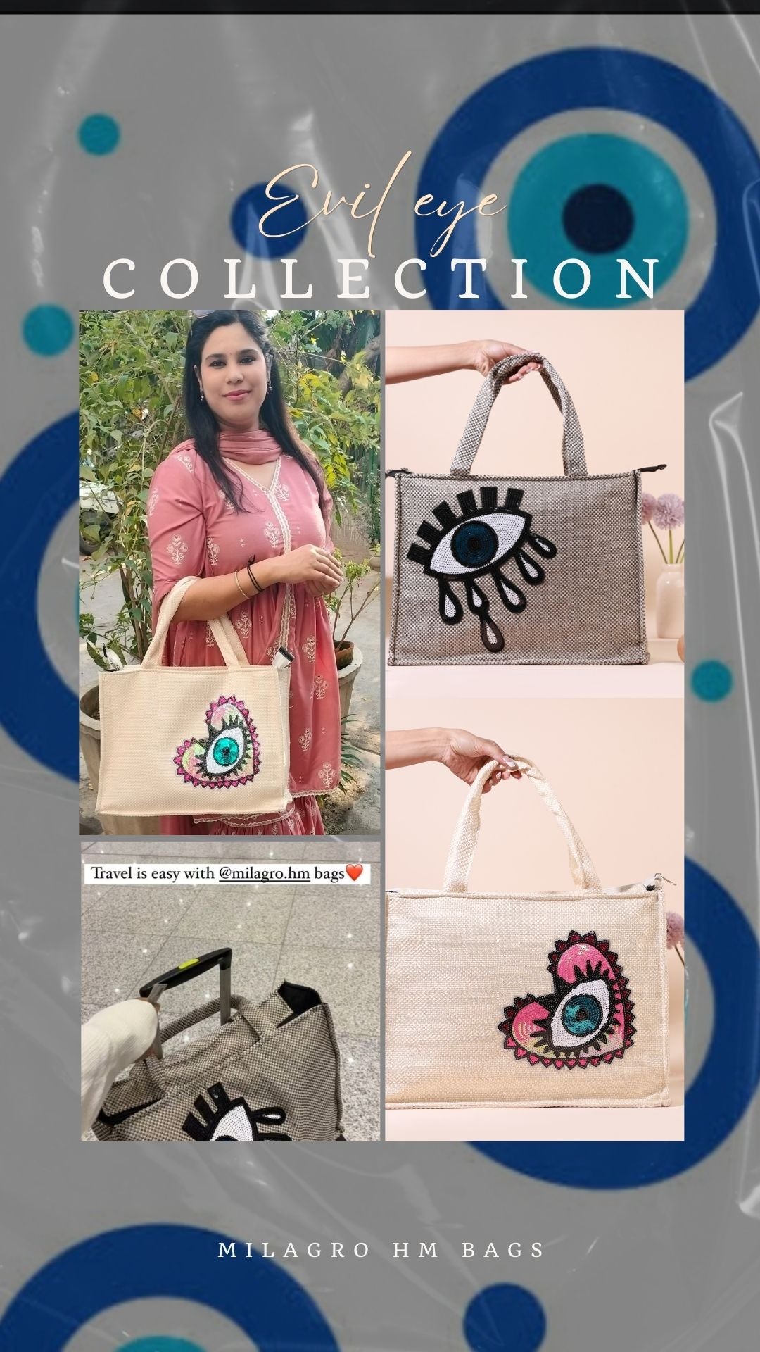 Evil Eye Totes Bag Off White