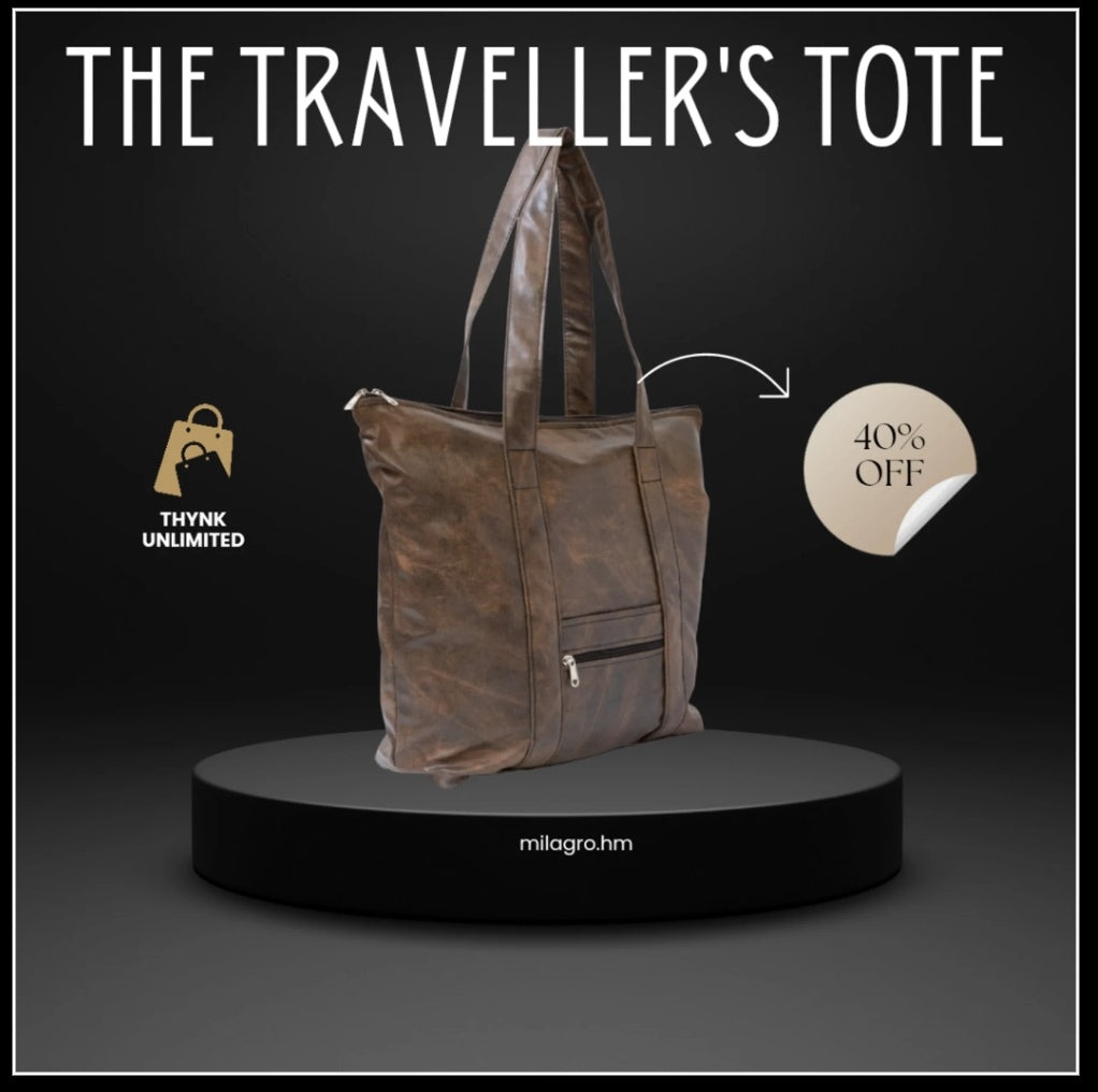 Traveler's Totes ( Large capacity Faux Leather Bags for weekend travelling, grocery shopping , et