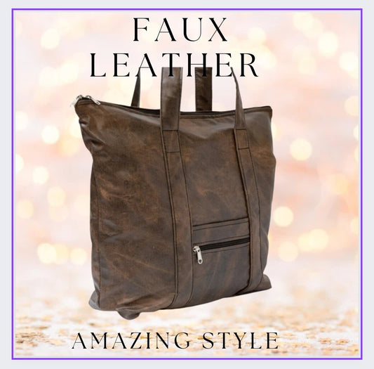 Traveler's Totes ( Large capacity Faux Leather Bags for weekend travelling, grocery shopping , et