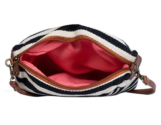 Sling Bags With Inner Zip Pocket White & Black