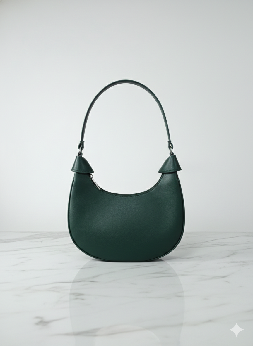 Ananya Green Vegan Leather Shoulder Bag