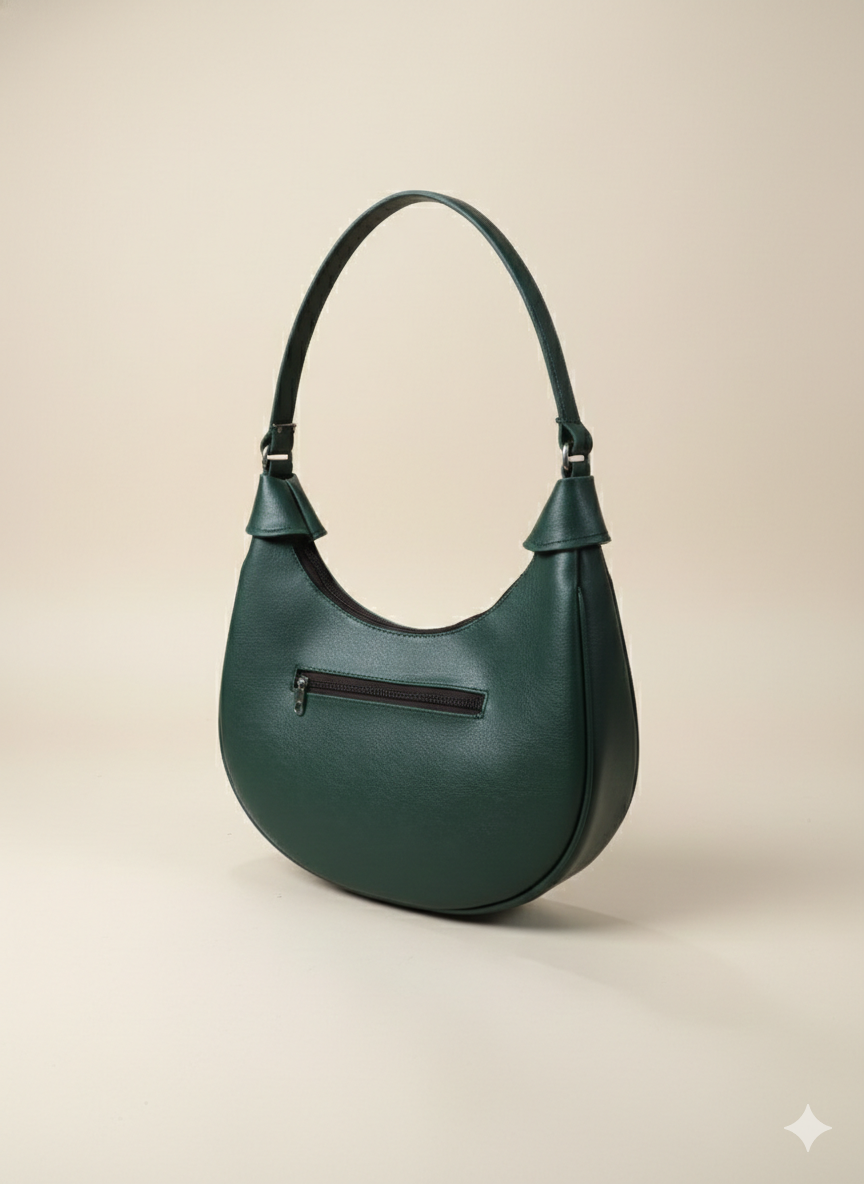 Ananya Green Vegan Leather Shoulder Bag