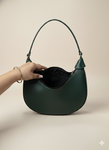 Ananya Green Vegan Leather Shoulder Bag
