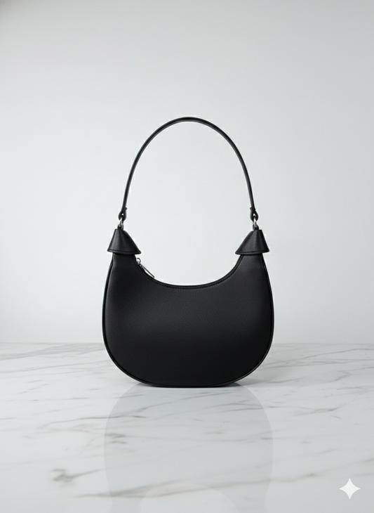 Ananya Black Vegan Leather Shoulder Bag