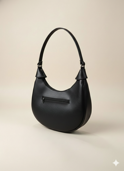 Ananya Black Vegan Leather Shoulder Bag