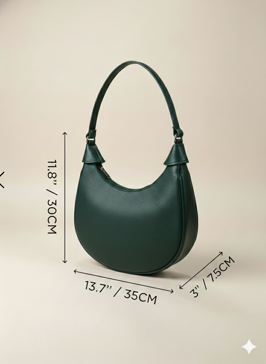 Ananya Green Vegan Leather Shoulder Bag