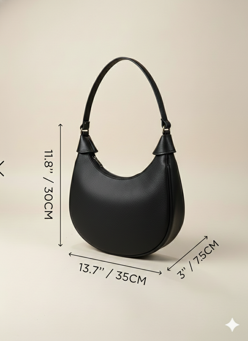 Ananya Black Vegan Leather Shoulder Bag