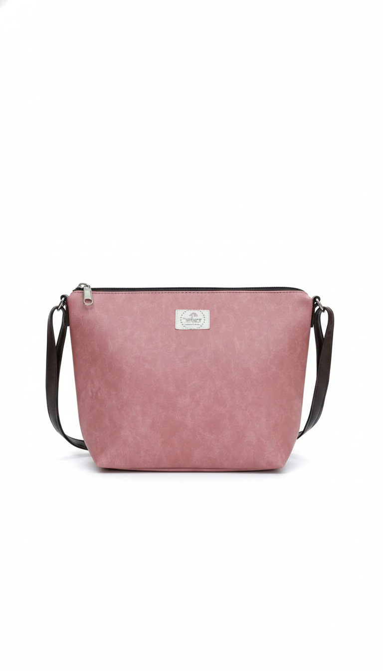 Crossbody Sling Bag with Inner Zip Pocket (Pink)