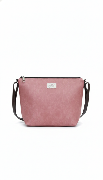 Crossbody Sling Bag with Inner Zip Pocket (Pink)