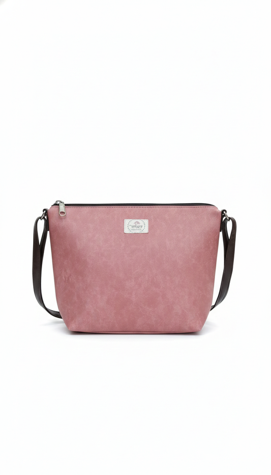 Crossbody Sling Bag with Inner Zip Pocket (Pink)