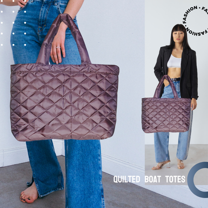 Quilted Boat Totes Brown