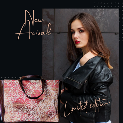 Jaquard and Leather Tote Bags