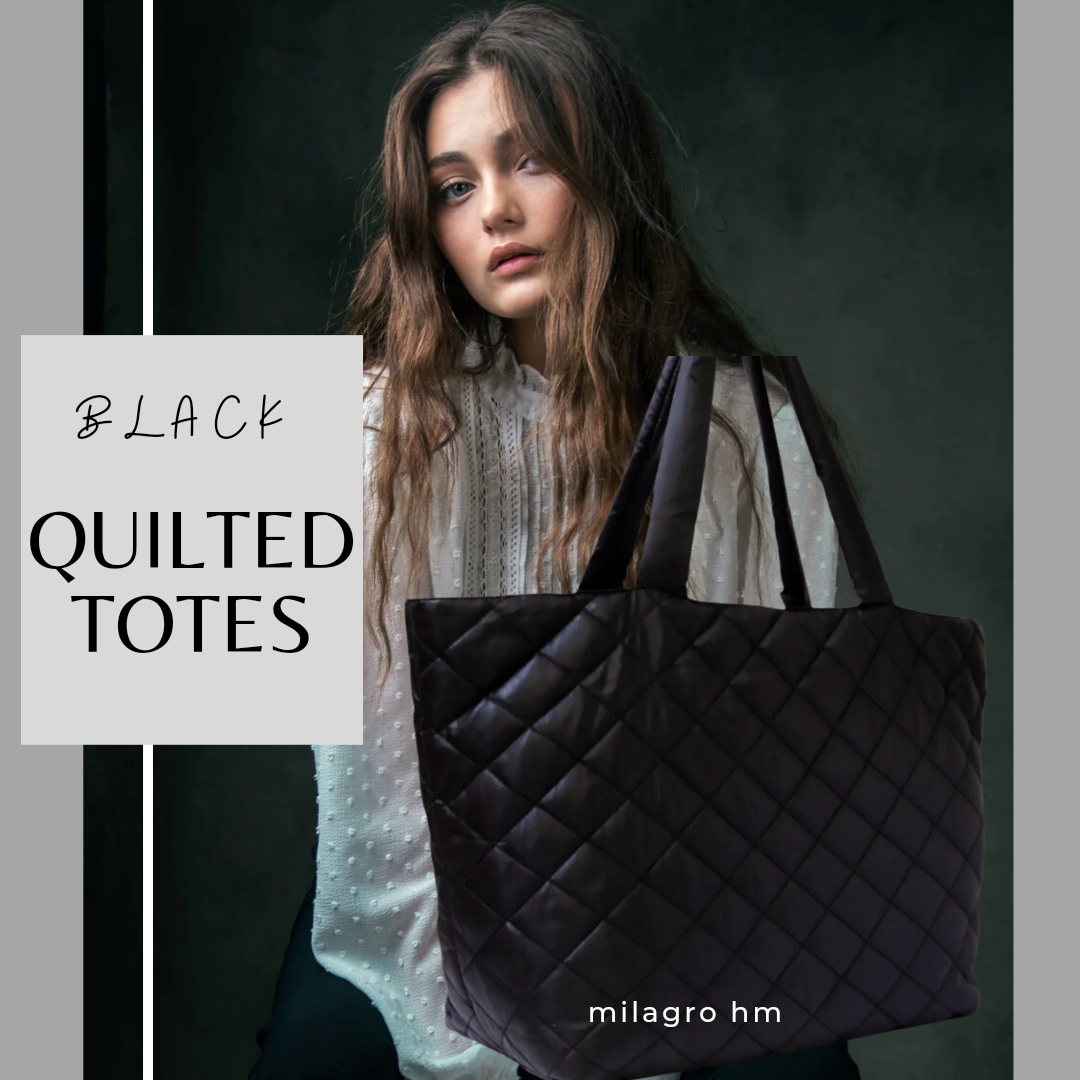 Quilted Boat Totes Black