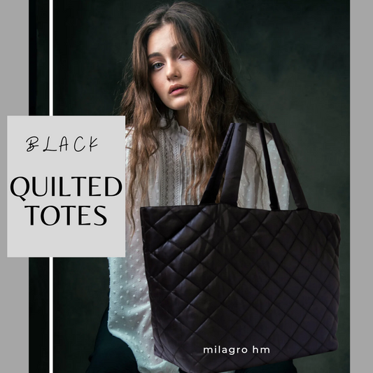 Quilted Boat Totes Black