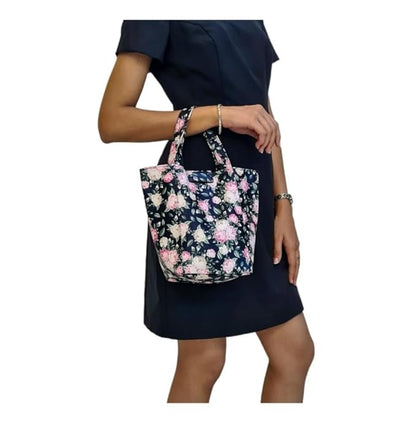 Lunch Bag | Faux Leather Exterior & Inner Waterproof Lining (Floral)