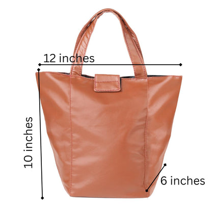 Stylish Lunch Bag - Faux Leather Exterior, Trendy Prints | Inner Waterproof Lining