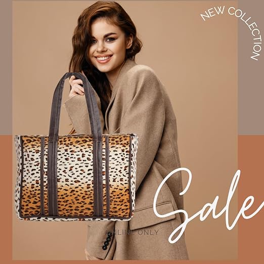 Book Totes ( Small Sizes Suede and Leather Box Totes ) Vibrantly Wild (Tiger Print)