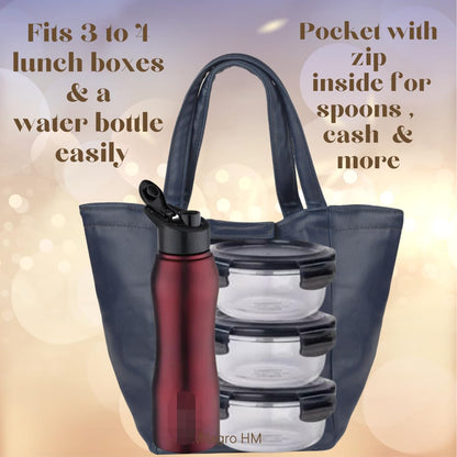 Stylish Lunch Bag - Faux Leather Exterior, Trendy Prints | Inner Waterproof Lining