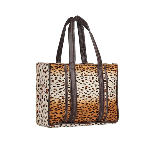 Book Totes ( Small Sizes Suede and Leather Box Totes ) Vibrantly Wild (Tiger Print)