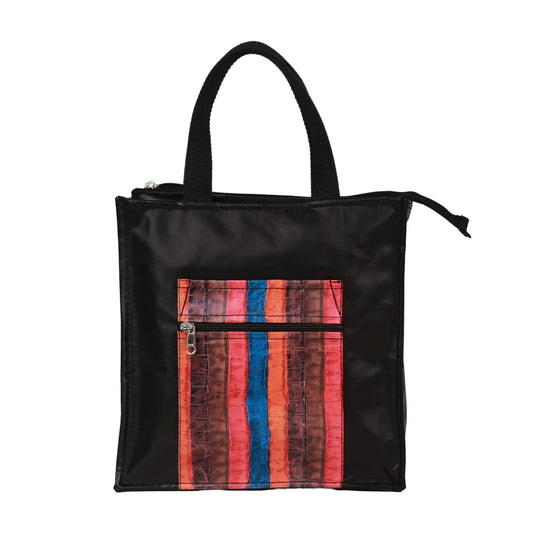 Handmade Lunch Bag for Office & College Faux Leather Tiffin Bag with Zip Closure