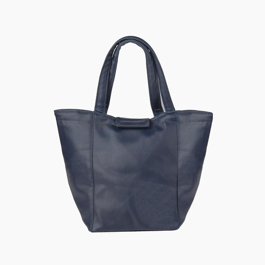 Stylish Lunch Bag - Faux Leather Exterior, Trendy Prints | Inner Waterproof Lining Blue