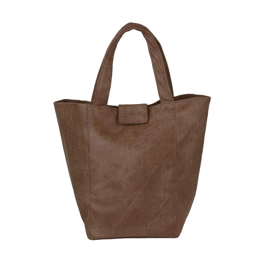 Stylish Lunch Bag - Faux Leather Exterior, Trendy Prints | Inner Waterproof Lining Brown