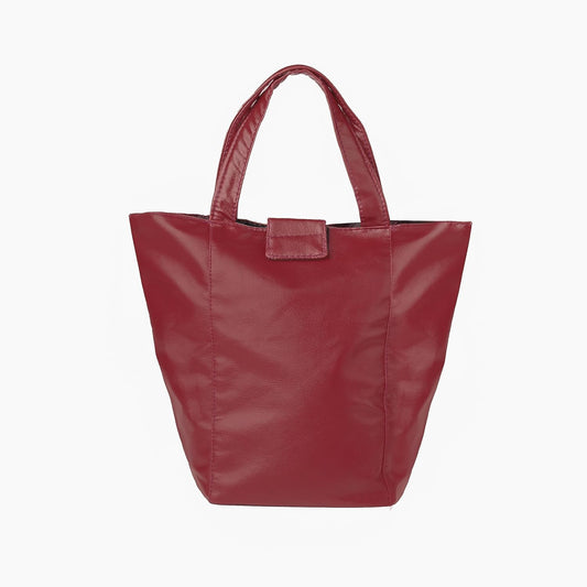 Stylish Lunch Bag - Faux Leather Exterior, Trendy Prints | Inner Waterproof Lining Maroon