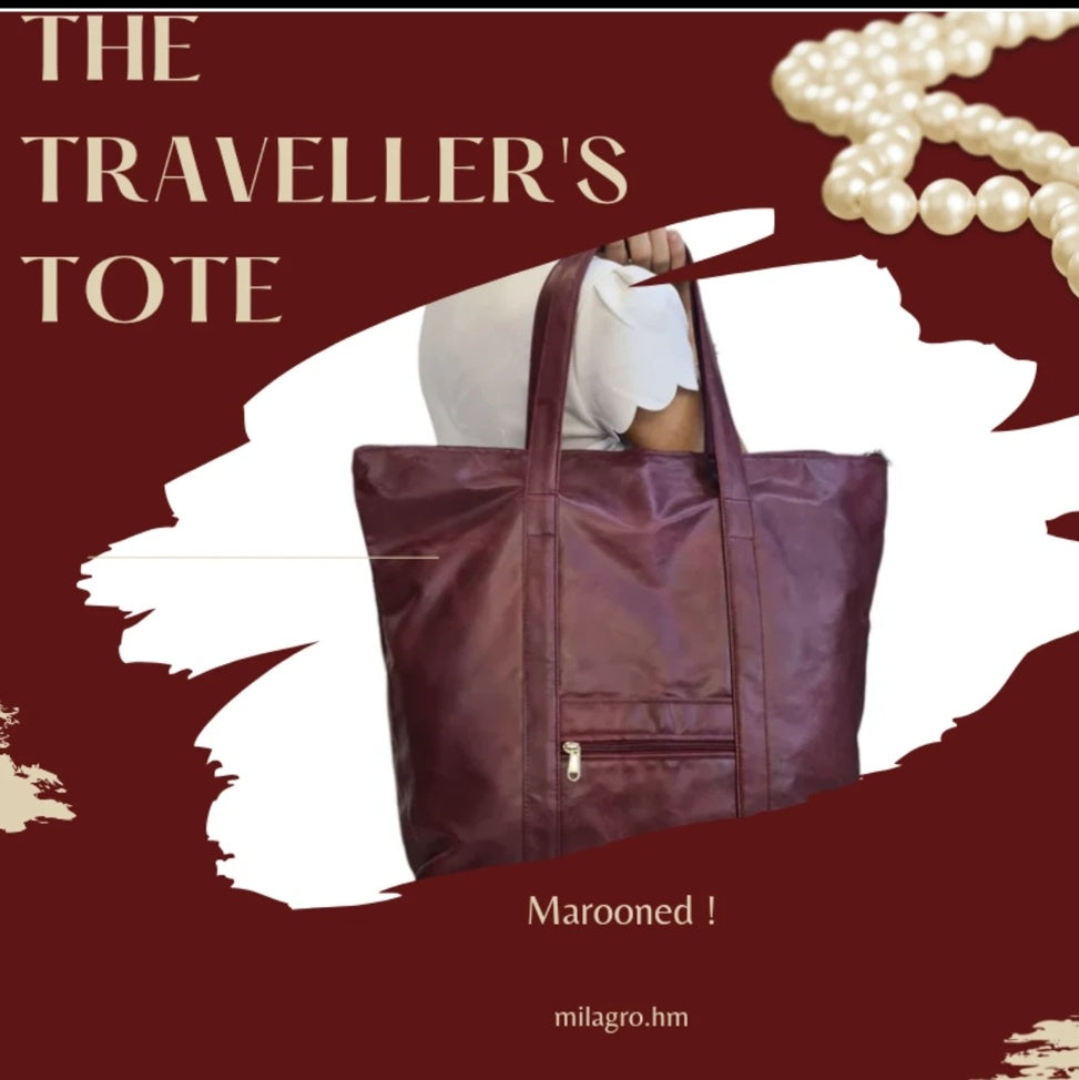 Traveler's Totes ( Large capacity Faux Leather Bags for weekend travelling, grocery shopping , et