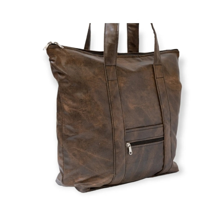 Traveler's Totes ( Large capacity Faux Leather Bags for weekend travelling, grocery shopping , et