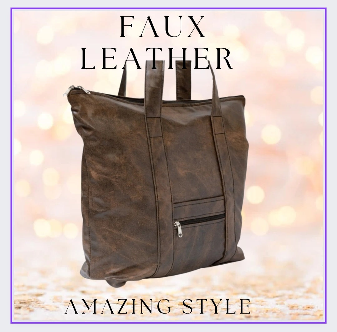 Traveler's Totes ( Large capacity Faux Leather Bags for weekend travelling, grocery shopping , et