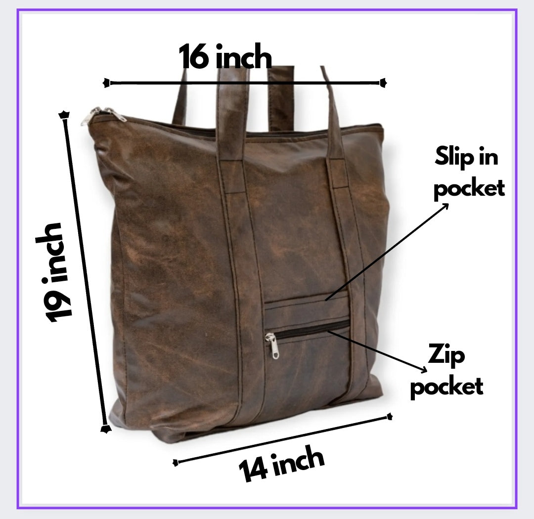 Traveler's Totes ( Large capacity Faux Leather Bags for weekend travelling, grocery shopping , et
