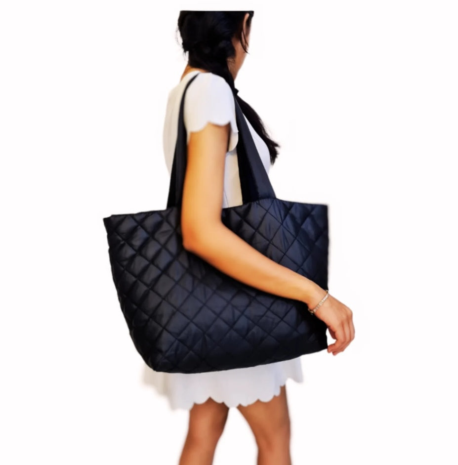 Quilted Boat Totes Black