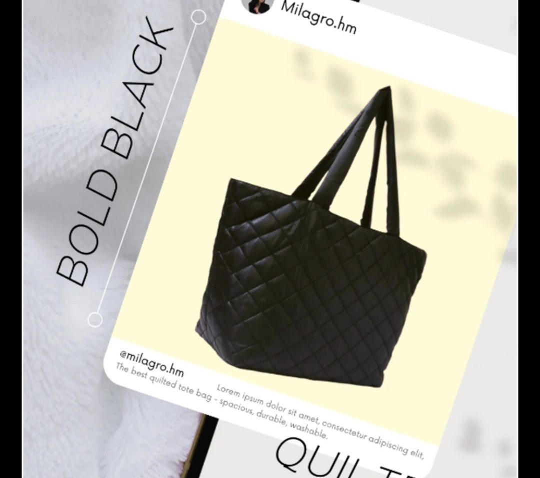 Quilted Boat Totes Black