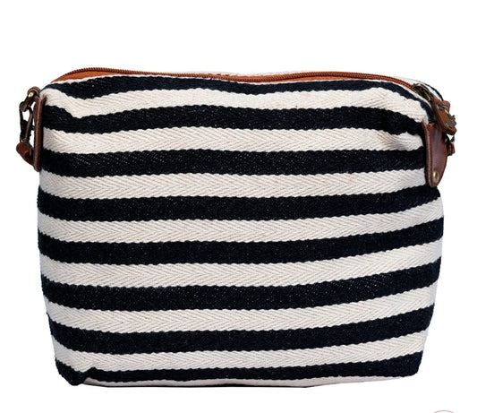 Sling Bags With Inner Zip Pocket White & Black